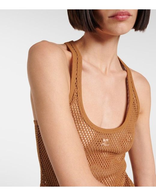 Courreges Brown Scuba Cotton Mesh Tank Top