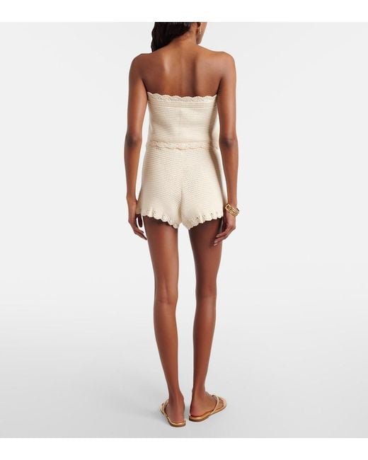 Posse Natural Dylan Crochet Scalloped Shorts