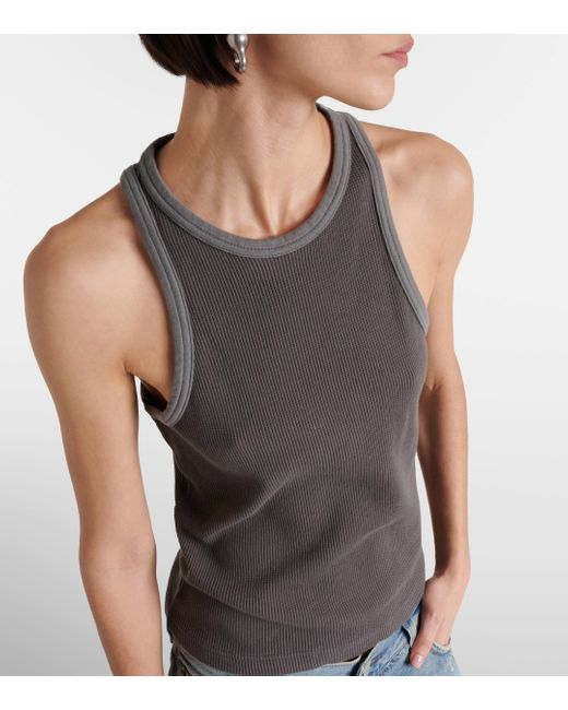 Acne Gray Waffle-knit Cotton Tank Top