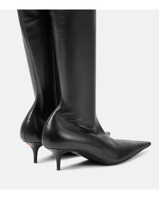 Balenciaga Black Avenue Leather Over-The-Knee Boots