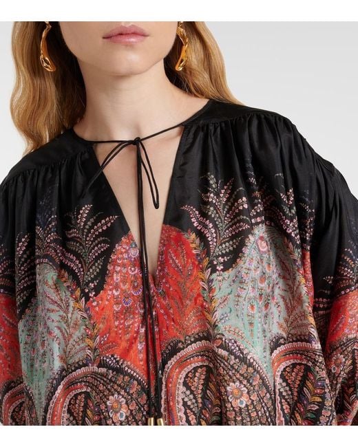 Zimmermann Black 'Rhiannon Ruffle Billow' Silk Blouse