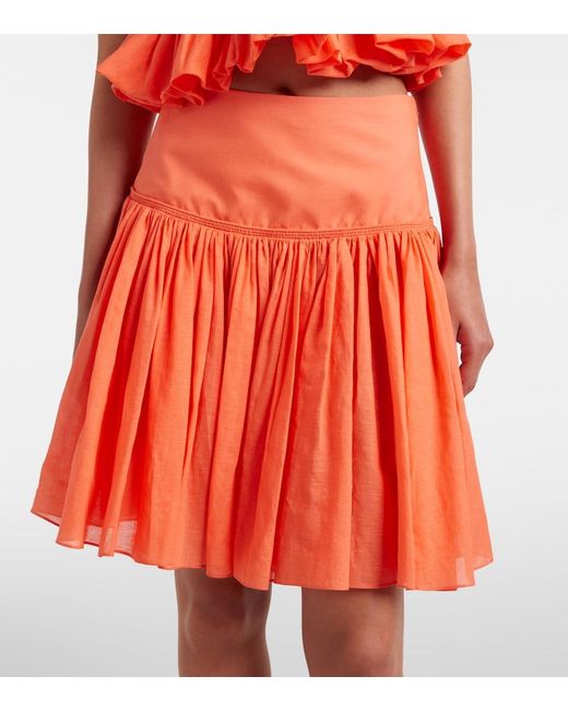 Alaïa Gathered Cotton And Linen Miniskirt