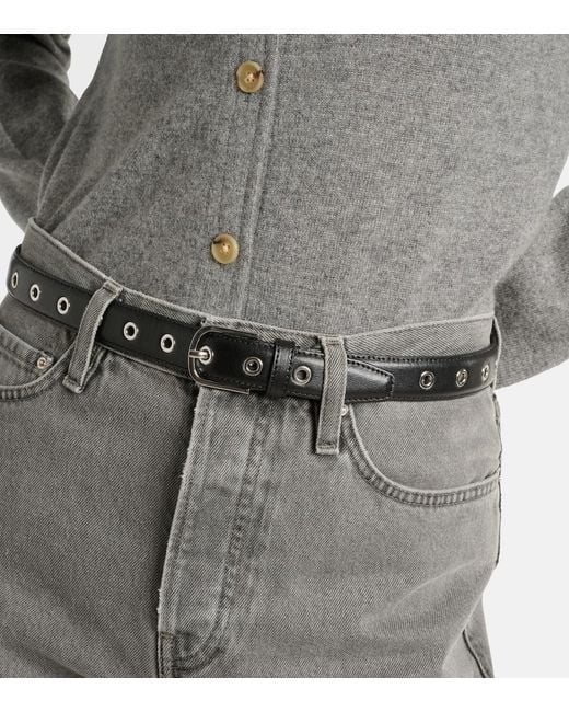 Totême Black Embellished Leather Belt