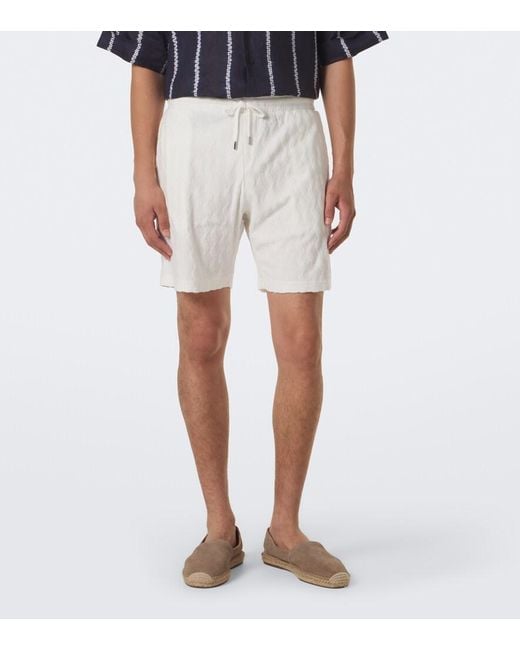 Frescobol Carioca White Terry-Trimmed Cotton Blend Shorts for men