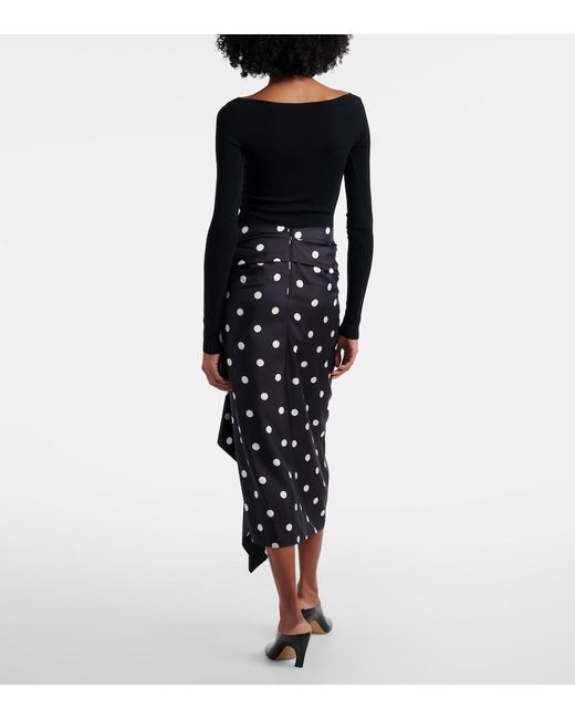 Sportmax Black Polka-Dot Silk Satin Wrap Skirt