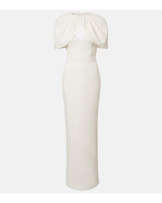 Rebecca Vallance White Bridal Cameron Caped Crepe Gown