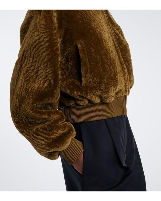 Arma Green Azra Shearling Bomber Jacket