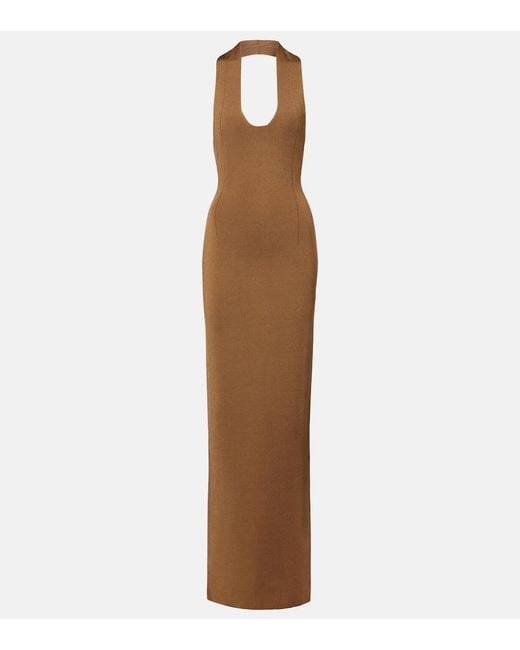 Khaite Brown Mahi Halterneck Maxi Dress