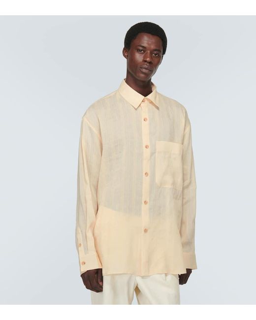 Camisa de lino y seda a rayas King & Tuckfield de hombre de color Natural