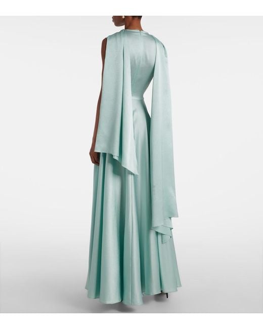 Solace London Blue Emelia Scarf-Detail Satin Gown