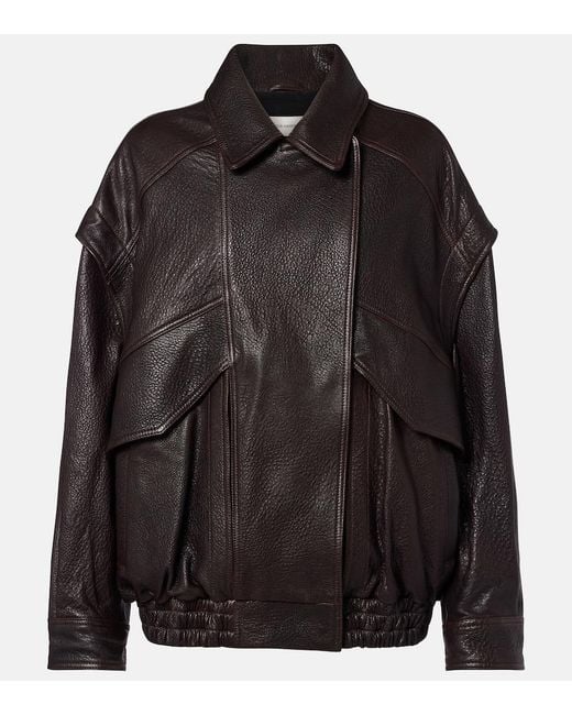 Nour Hammour Black Micah Leather Bomber Jacket