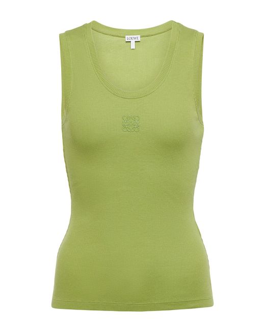 Loewe Anagram Cotton-blend Tank Top in Green | Lyst