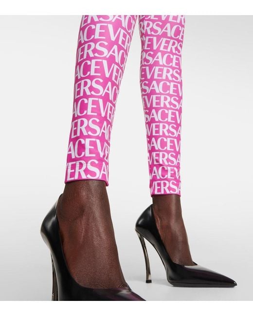 Versace Pink Logo Printed leggings
