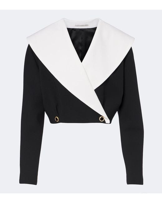 Alessandra Rich Black Double-Breasted Wool-Blend Crepe Jacket