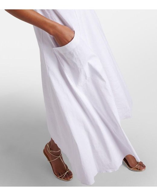Vince White Linen-Blend Midi Dress