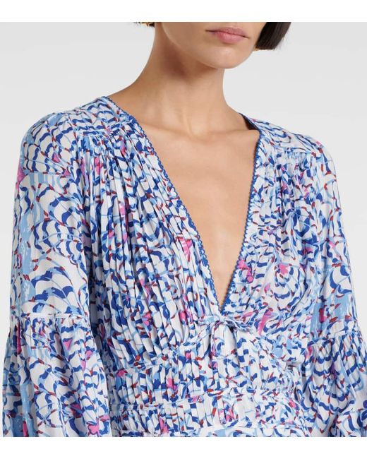 Poupette Blue Chiara Printed Ruffled Minidress