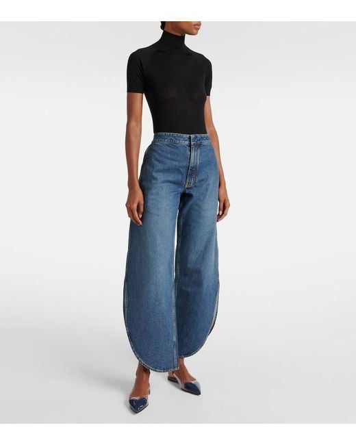 Alaïa Blue Le Cour Patent Leather And Pu Slingback Flats
