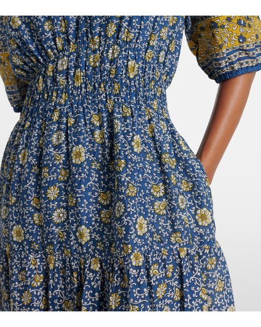 Velvet Blue Natalia Floral Cotton Maxi Dress