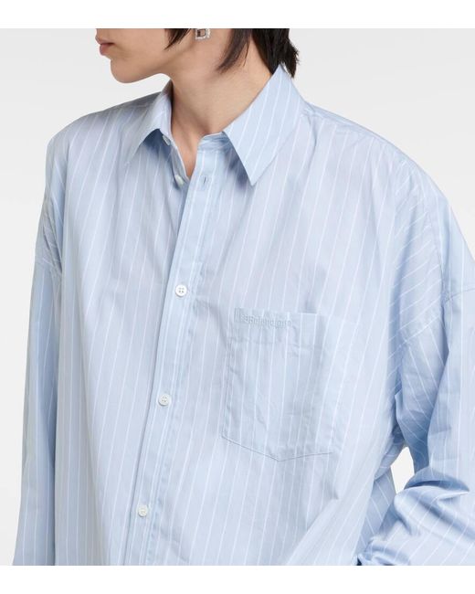 Camicia oversize in cotone a righe di Balenciaga in Blue
