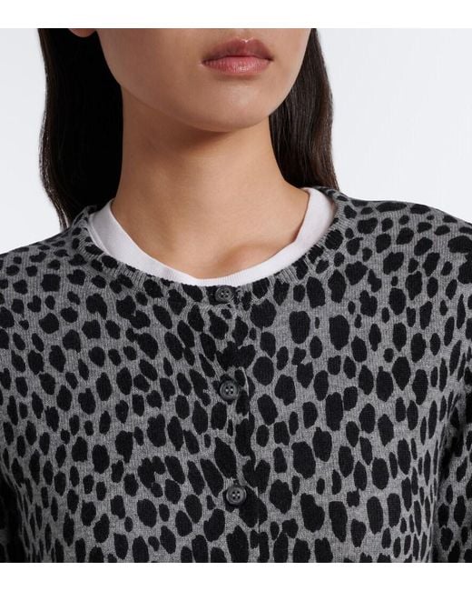 Nili Lotan Black Keelah Leopard-Print Cashmere Cardigan