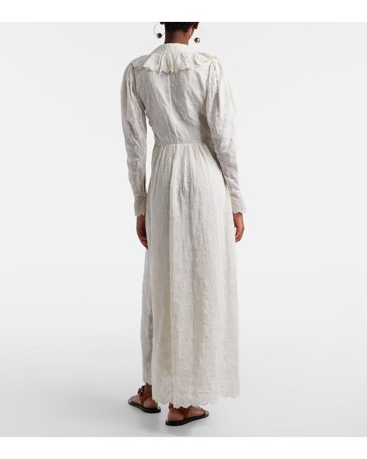 Isabel Marant White Zoen Floral Cotton And Silk Maxi Dress