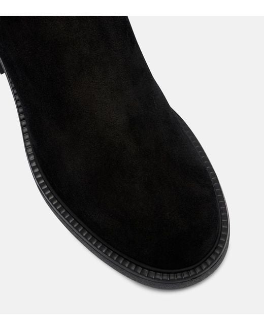 Tod's Black Gommino Suede Chelsea Boots