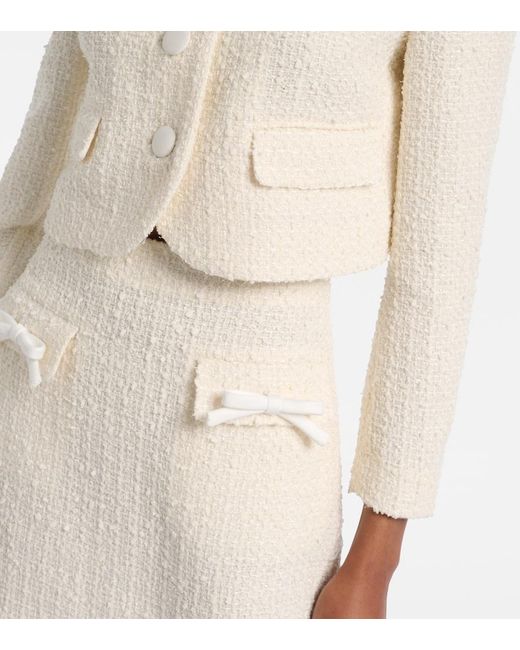 Self-Portrait Natural Lace-Trimmed Boucle Jacket