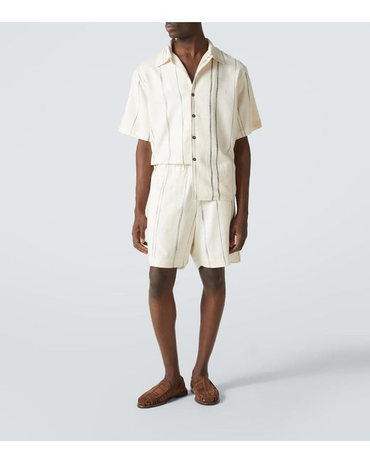Commas White Striped Shorts for men
