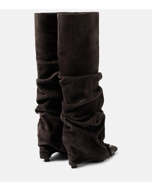The Attico Black Juno 95 Suede Knee-High Boots