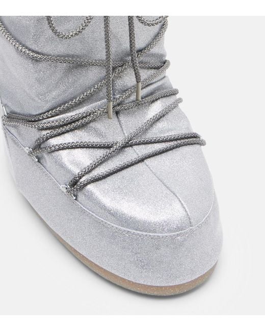 Moon Boot Gray Icon Glitter Knee-High Snow Boots