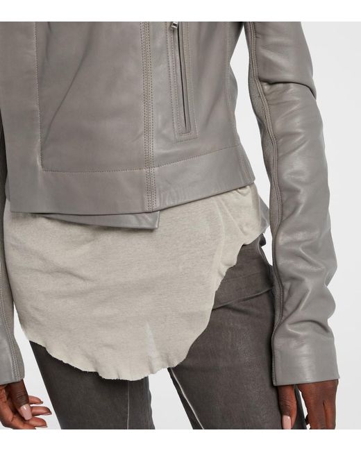 Rick Owens Gray Leather Biker Jacket