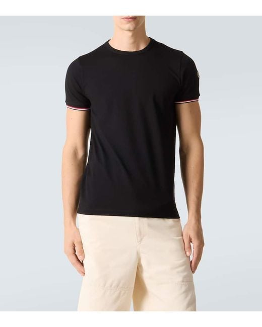 Moncler Black Tricolor Cotton-Blend Jersey T-Shirt for men