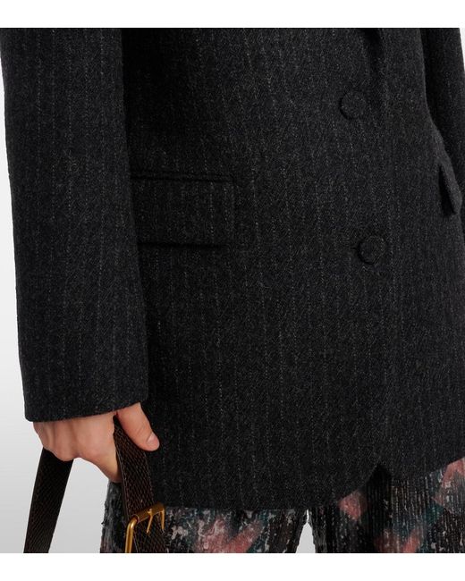 Dries Van Noten Black Pinstripe Wool Blazer