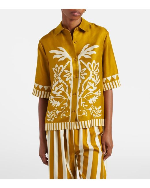 Eres Metallic Emeraude Floral Silk Twill Shirt