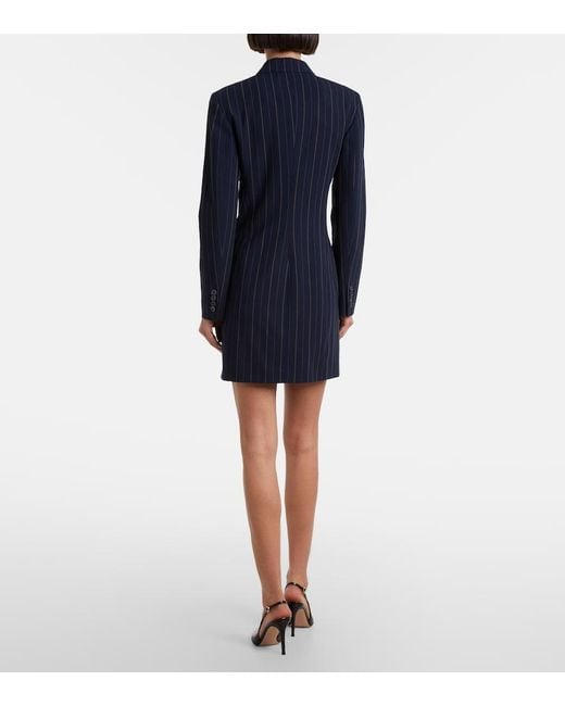 Ralph Lauren Blue Striped Double-Breasted Wool Blazer Dress