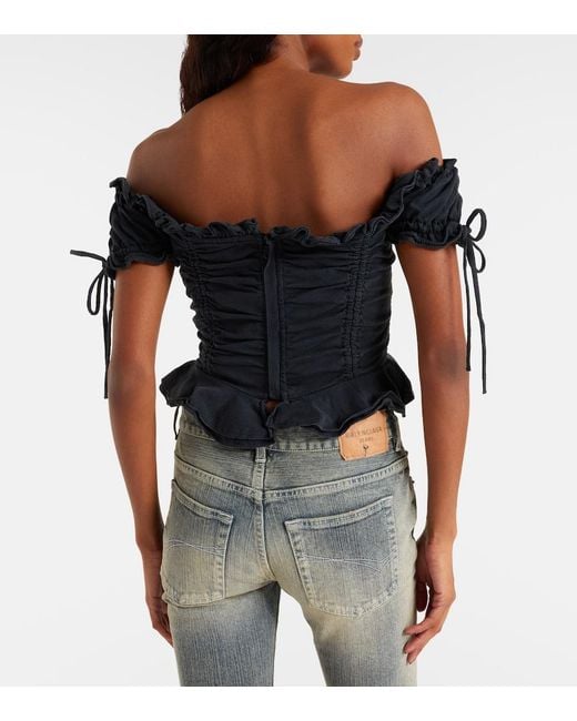 Balenciaga Black Gathered Cropped Top