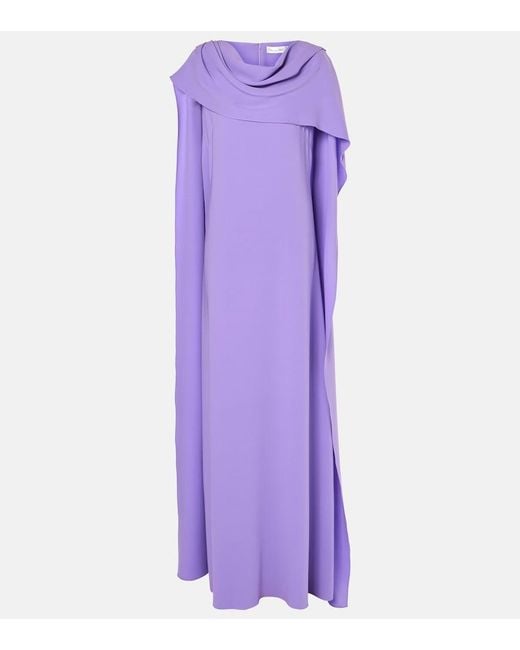 Oscar de la Renta Purple Caped Silk-Blend Georgette Gown