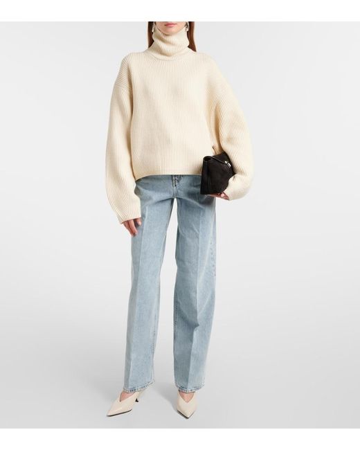 Totême  Natural Wool Blend Ribbed Knit Jersey