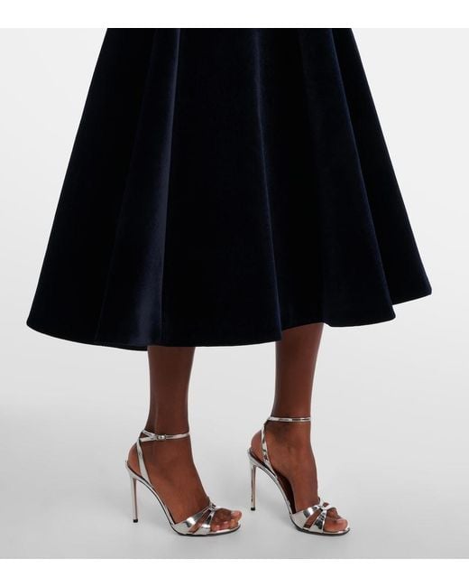 Emilia Wickstead Black Camilla Cotton Velvet Midi Dress