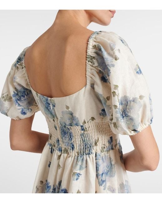 Faithfull The Brand White Dalia Floral Linen Midi Dress