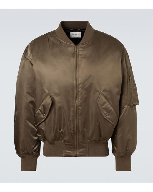 Saint Laurent Green Padded Twill Bomber Jacket for men