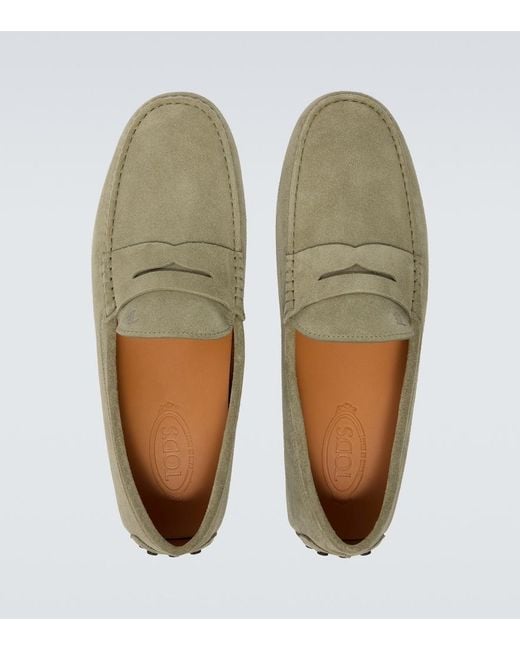 Tod's White Gommino Suede Loafers for men