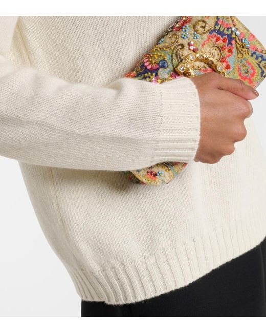 Valentino White Embellished Bow-Detail Virgin Wool Sweater
