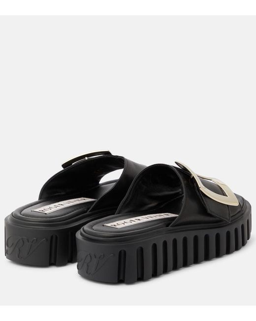 Roger Vivier Black Viv' Go Thick Leather Mules