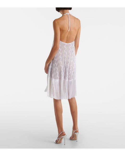 Missoni White Zigzag Fringed Lame Beach Dress