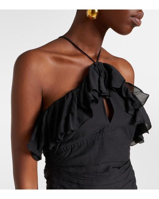 Isabel Marant Black Djimia Halterneck Cotton-Blend Voile Top