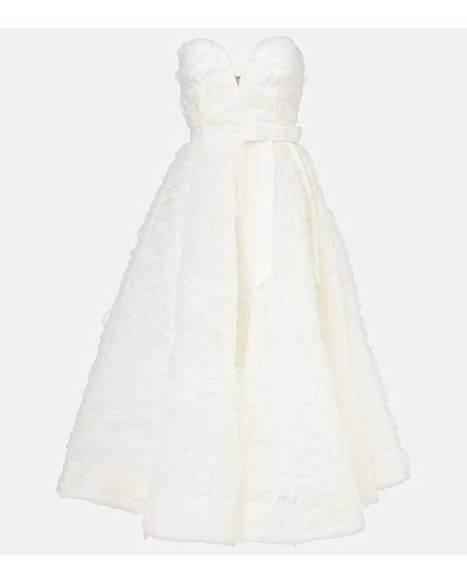 Rebecca Vallance White Bridal Willow Tulle Midi Dress