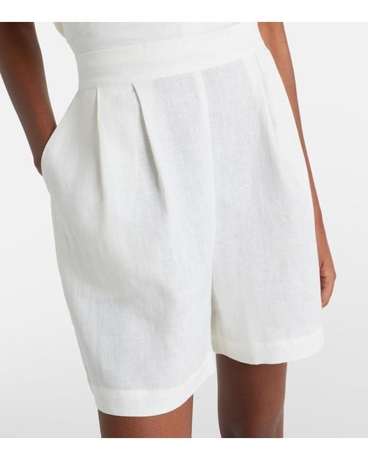 Asceno White Linen Shorts