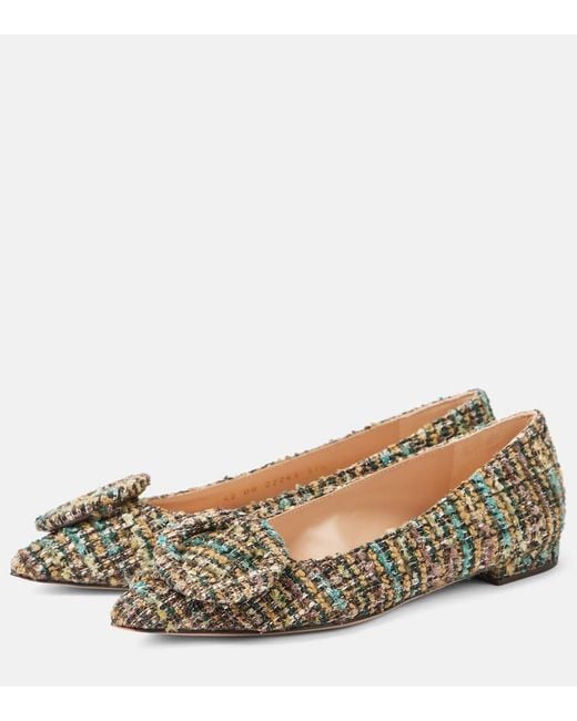 Gianvito Rossi Metallic Venezia Boucle Ballet Flats