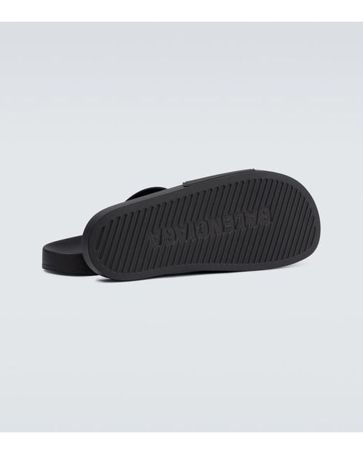 Balenciaga Black Logo Rubber Pool Sliders for men